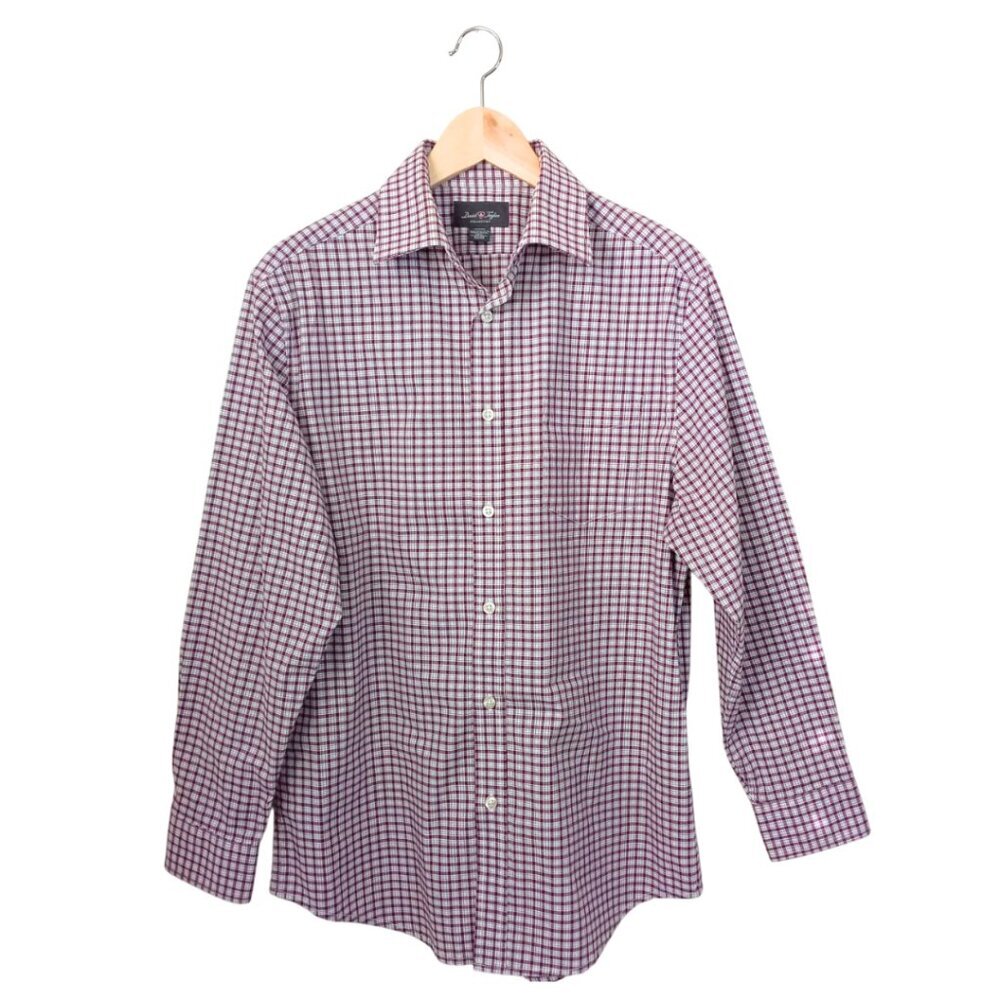 David Taylor Collection Men's Shirt – Long Sleeve Button-Down Plaid, Size S